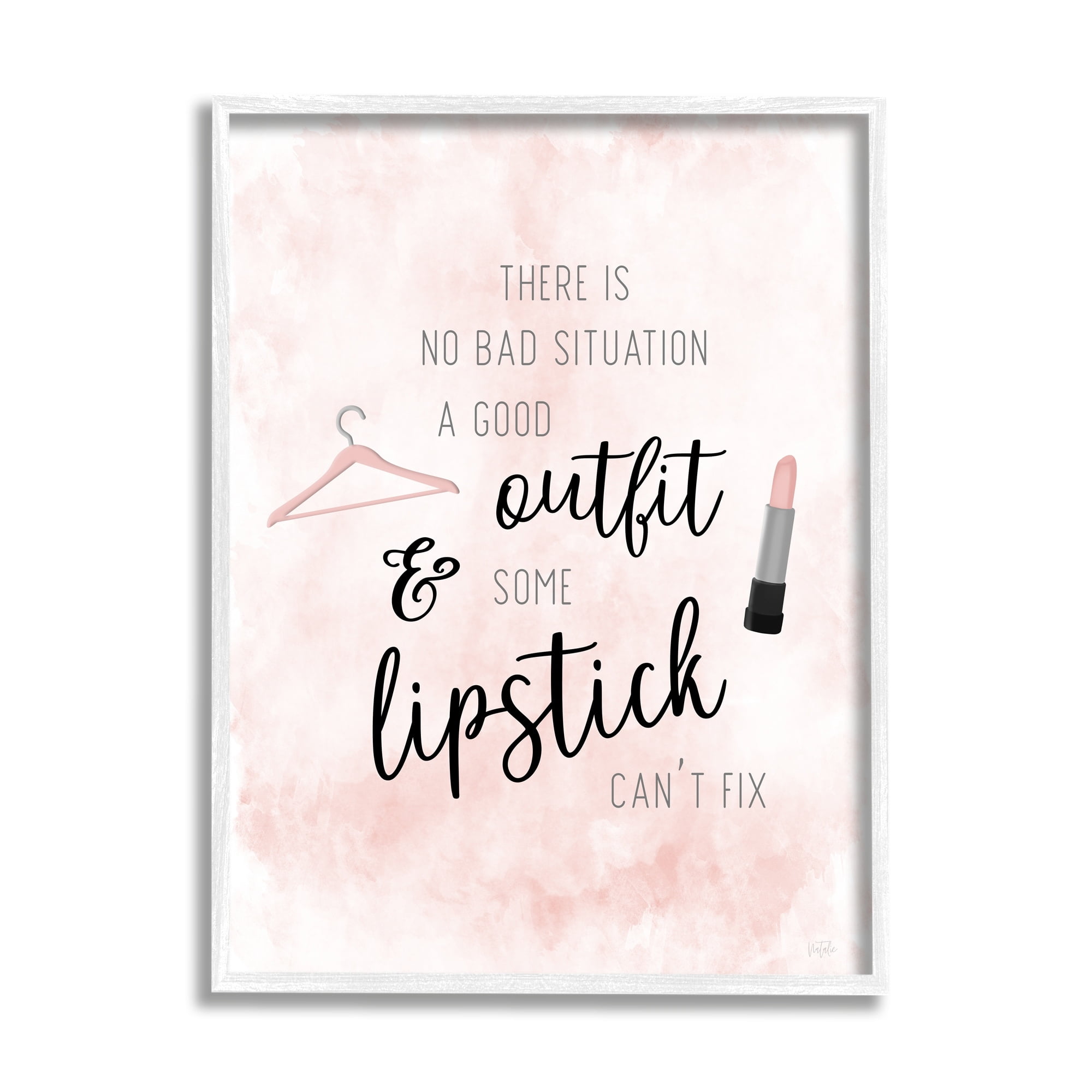 Stupell Industries Motivating Style Quote Glam Fashion Makeup Typography Graphic Art White Framed Art Print Wall Art, Design by Natalie Carpentieri