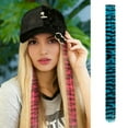 thumbnail image 3 of Raccoon Tail Hair Extensions 18 Inch Stripe Printed Piece Synthetic Straight Clip In Hair Extensions For Daily Use Random Color - Sky Blue, 3 of 3