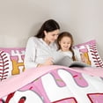 thumbnail image 5 of Erosebridal Letter H Monogrammed 7pcs Bedding Comforter Set,Baseball Sport Ball Game Queen Bedding Sets For Kids Girls,Reversible pink, 5 of 7