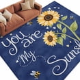 thumbnail image 2 of 5'x8' Area Rugs, You Are My Sunshine Indoor Outdoor Area Rug for Living Room Bedroom, Yellow Sunflowers Cute Bees Heart Blue Washable Bathroom Rugs Kitchen Floor Carpet Mats Home Decor Aesthetic, 2 of 8