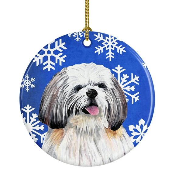 Carolines Treasures SC9383-CO1 Shih Tzu Winter Snowflakes Holiday Ceramic Ornament