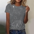 thumbnail image 2 of Tops de Ajuste Suelto para las Mujeres Sudadera Casual Impresa Manga Corta Cuello Redondo Superior, Poliéster, 2 of 4
