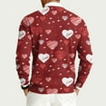 thumbnail image 3 of Fgvctg Romantic Valentine's Day Sweater Mens Crewneck Ribbed Knit Sweater Love Heart Print Romantic Slim Fit Long Sleeve Pullover Sweaters Spring Lightweight Blouse Red 4XL, 3 of 5