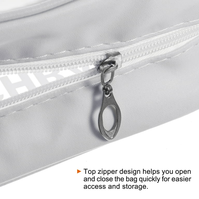 Uxcell 4.7x8.3x2.8 PVC Clear Toiletry Bag Makeup Bags with Zipper Handle  White 3 Pack 