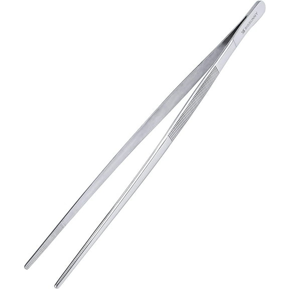 12 Inch Kitchen Tweezers Fine Tweezer Tongs, Stainless Steel Food Tweezers Multi-function Precision Serrated Tips Cooking Tongs Kitchen Serving Tong