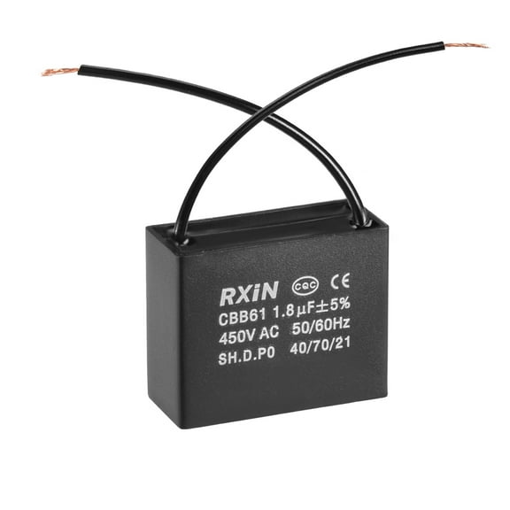 Uxcell 36.5x16x29.5mm 1.8uF 450V AC 2 Wires CBB61 Ceiling Fan Capacitor