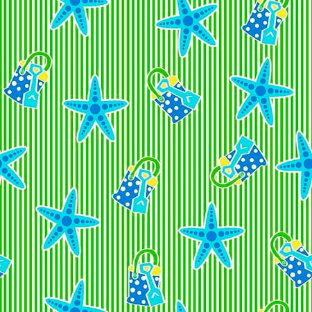 Springs Creative Splish Splash Sandy Stripe Fabric by the Yard, Green