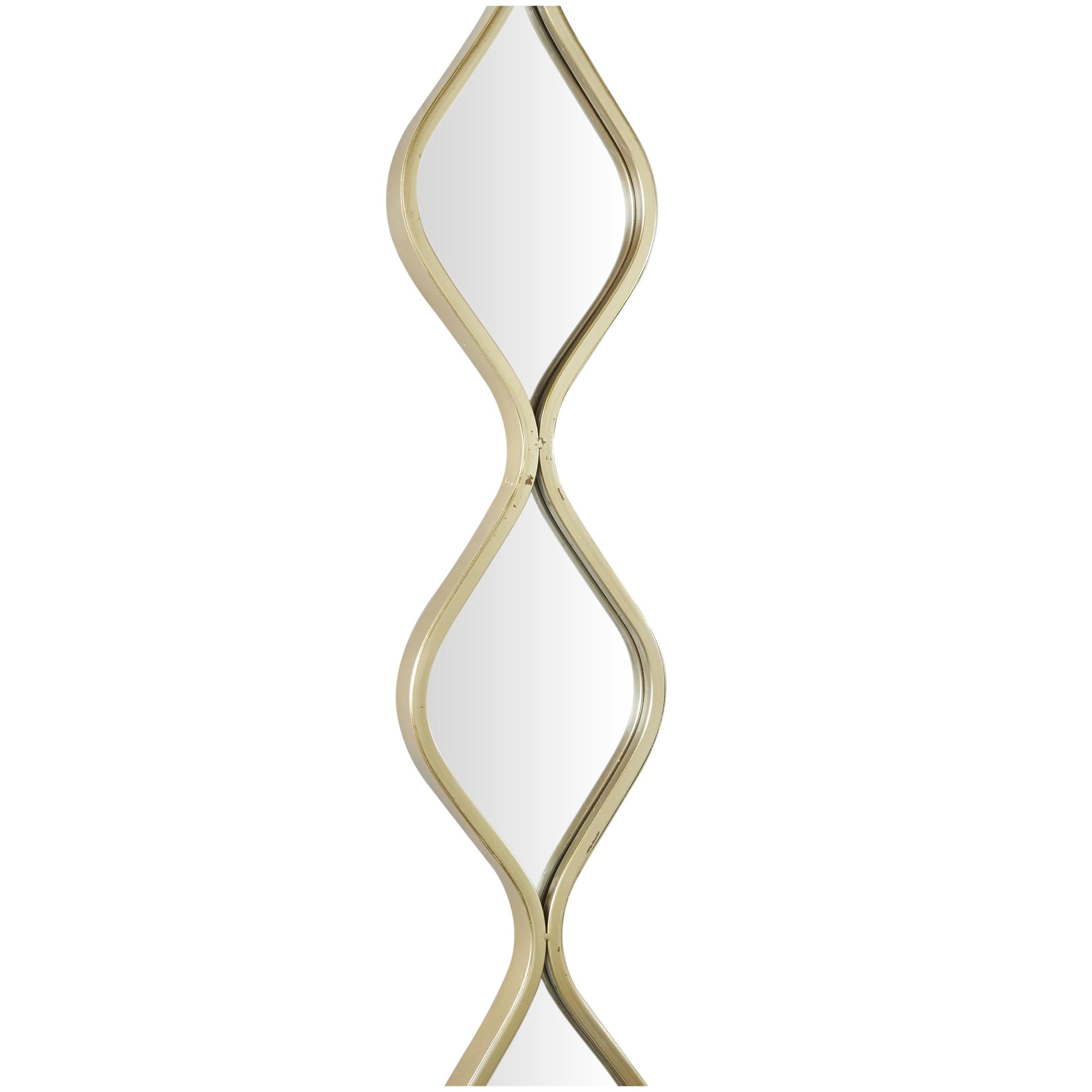 DecMode 7" x 59" Gold Slim Stacked Chain 5 Layer Geometric Wall Mirror with Tear Drop Pattern