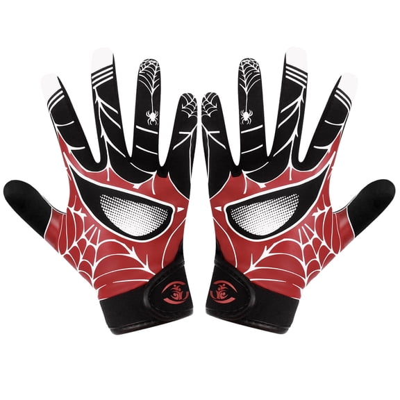 Youth Football Gloves - Sticky Grip Receiver Gloves with Breathable & Flexible Design for Maximum Catch, Enhanced Comfort in Training and Games(Spider Eye, 6-6.5 inch)