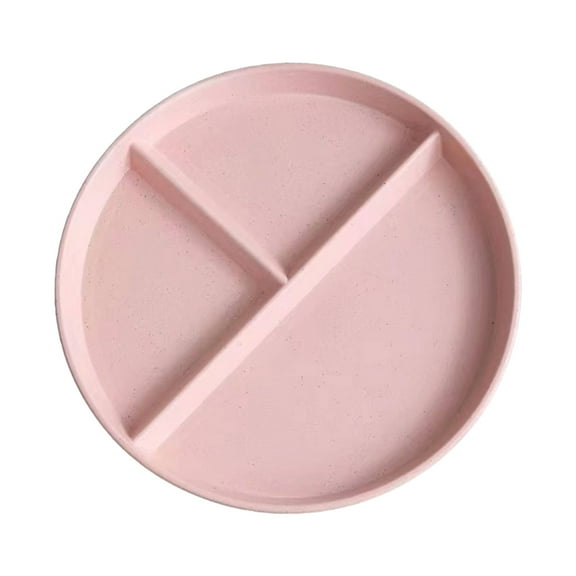 Hecteas Tableware - Plastic Dining Plate - Wheat Plates for Adults Reusable Dinnerware Set Kids Divided Plate Bariatric Plastic Salad Lunch Tray Microwave & Dishwasher(Plate*1Pc - Pink)
