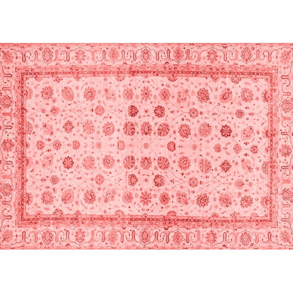 Ahgly Company Machine Washable Indoor Rectangle Oriental Red Traditional Area Rugs, 8' x 10'