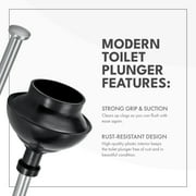 ToiletTree Products Stainless Steel Plunger Heavy Duty Toilet Plunger with Holder Set