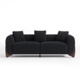 thumbnail image 2 of Morden Fort Sherpa Boucle Cloud 3-Seater Sofa, Upholstered Modern Comfy Couch with Crescent Wood Legs and 3 Matching Pillows, Black, 2 of 8