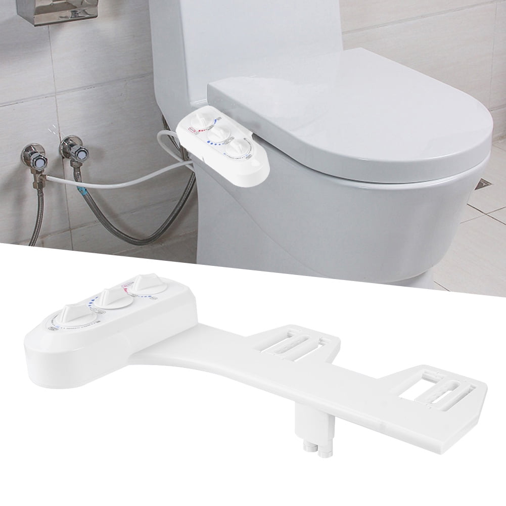 YAHHU 3/8 Thread Bidet Attachment Hot and Cold Water Double Nozzle Toilet Bidet Sprayer Standard White (18.11 inches / 46 cm)