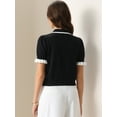 thumbnail image 4 of DARING DIVA Women's Elegant Short Sleeve Collared Sweater Top XS Black, 4 of 6
