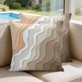 thumbnail image 2 of 24x24 Pillow Covers Set of 2, Brown Coastal Beach Square Throw Pillow Covers for Couch/Sofa/Living Room, Retro Farmhouse Ocean Waves Striped Decorative Soft Pillowcases for Couch Throw Pillows, 2 of 9