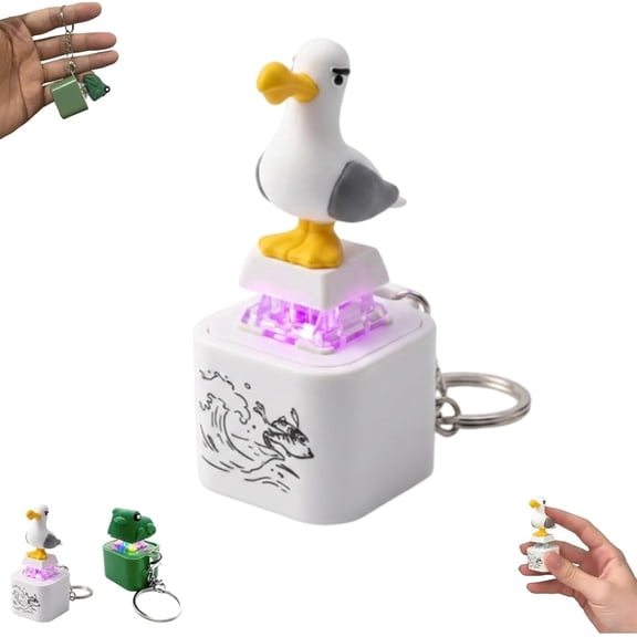 Yippzo Seagull Mine Sound Button Keychain, Seagull Mine Button Keychain, Rechargeable Fidget Clicker with Real Sound and LED Light Interactive Gifts