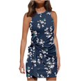 thumbnail image 1 of Vestido largo con cuello redondo a la moda para mujer, vestido estampado con fajas de manga corta Pompotops ghjkhdj1720, 1 of 9