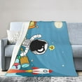 thumbnail image 1 of DouZhe Ultra-Soft Micro Fleece Lightweight Flannel Bed Blanket, Spaceman Rocket Moon Spaceship Print Cozy Warm Throw Blankets, 60"x50", 1 of 7