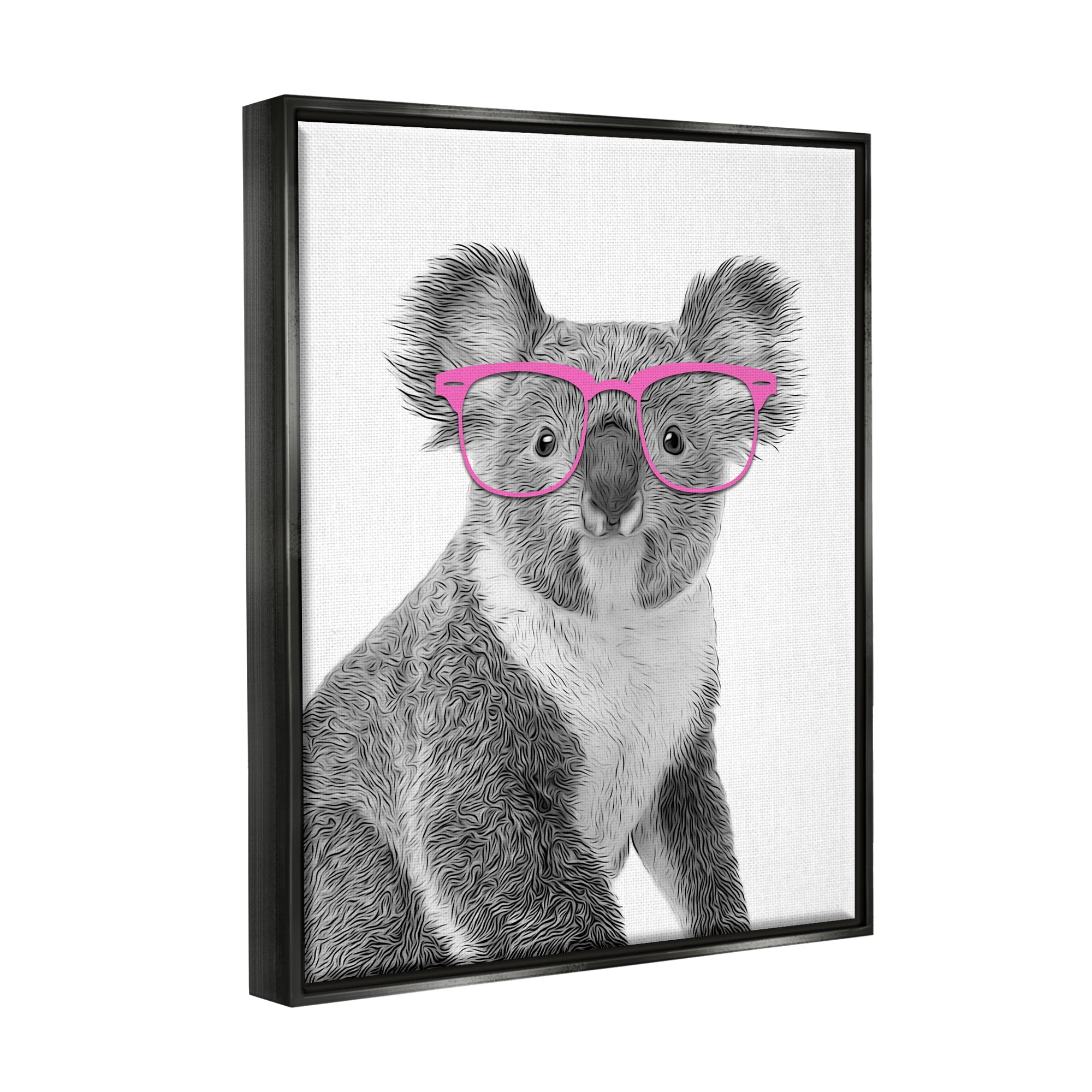 Stupell Industries Funny Koala Wildlife In Glasses Animals & Insects Painting Black Floater Framed Art Print Wall Art
