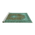 thumbnail image 2 of Ahgly Company Machine Washable Indoor Square Medallion Turquoise Blue Traditional Area Rugs, 8' Square, 2 of 4