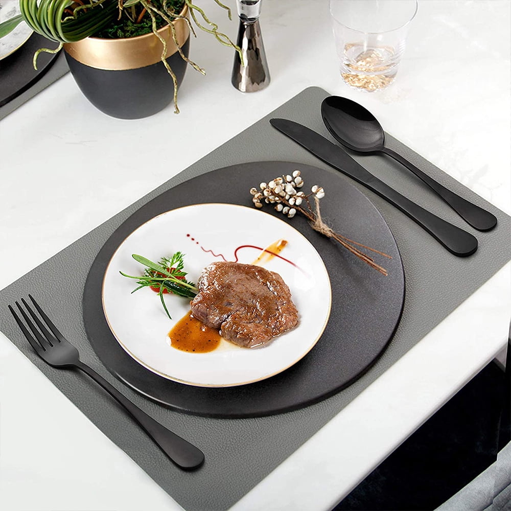 Vesteel 40 Piece Matte Black Silverware Set, Stainless Steel Black Flatware  Cutlery Set for 8, Fancy Kitchen Utensil Tableware Set - Satin Finish 