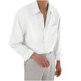 thumbnail image 2 of gbyLJF Men's Button Down Shirt Soft and Comfortable Long Sleeve Lapel Top Regular Fit Casual Solid Color Blouse, 2 of 4