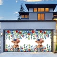 thumbnail image 2 of 16X7FT Independence Day 4th of July Garage Door Decorations American Flag Funny Highland Cow Flowers Leaves Patriotic Star Garage Door Cover Veterans Memorial Birthday Party Outdoor Garage Party Decor, 2 of 5