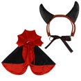 thumbnail image 1 of Disfraz de Halloween para perro y gato, capa de vampiro con cuernos de diablo | Accesorios ajustables para capa de mascota, rojo y negro, para mascotas pequeñas y medianas (negro), 1 of 1