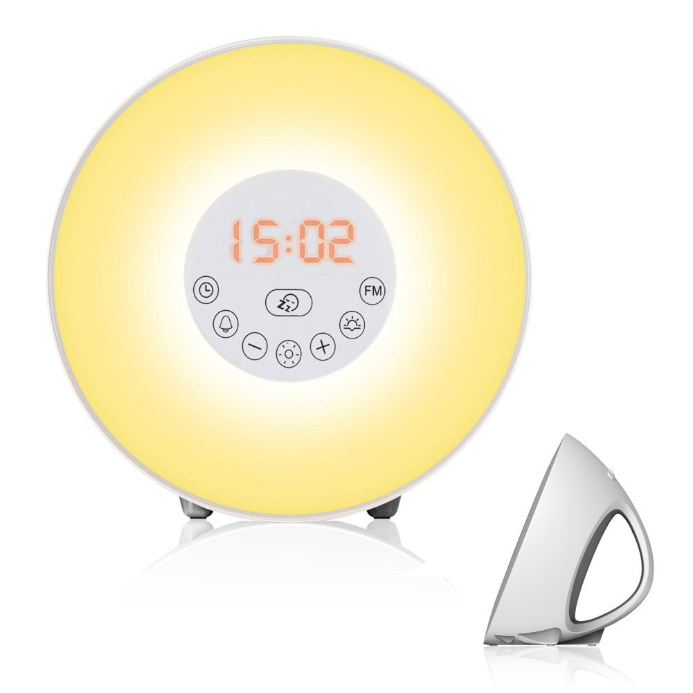 hOmeLabs Sunrise Alarm Clock Digital LED Clock with 6 Color Switch and FM 