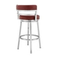 thumbnail image 3 of Madrid Bar Stool 30" Seat Height Swivel with Brushed Stainless Steel and Red Faux Leather, 3 of 3