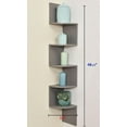 Greenco 5 Tier Wood Floating Wall Mount Corner Shelves Gray Finish