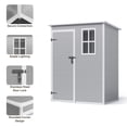 thumbnail image 5 of Asofer 5x3 FT Outdoor Storage Shed, Multipurpose Resin Shed with Floor Lockable Door for Garden, Backyard, Gray, 5 of 8