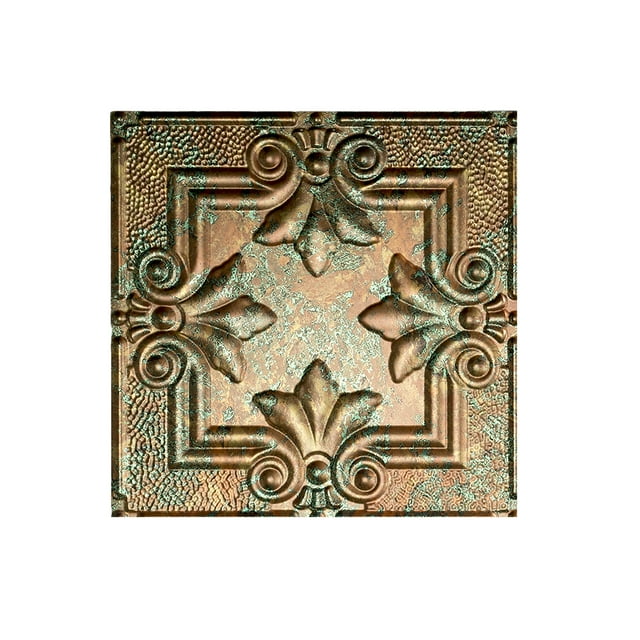 Fasade Easy Installation Regalia Copper Fantasy Glue Up Ceiling Tile/ Ceiling Panel (12" X 12" Sample)