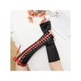 thumbnail image 6 of INSPIRE CHIC Women's Satin Lace Up Fingerless Gloves Solid Color Punk Arm Warmers One Size Black and Red Ribbon, 6 of 6