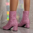 thumbnail image 4 of Modisza Women's Fashion Ankle Boots Glitter Sparkly Mid Calf Booties Ladies Outdoor Comfortable Low Heel Party Dressy Boot, 4 of 6