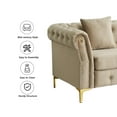 thumbnail image 6 of Hybition 3-Pieces Living Room Set Modern Velvet Sofa Set & Golden rivets-Beige, 6 of 7