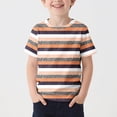 thumbnail image 2 of CYRBOKO Boys Summer Shirts, Short Sleeve Striped Casual Basketball Sports Top Orange Size 7-8 T, 2 of 4