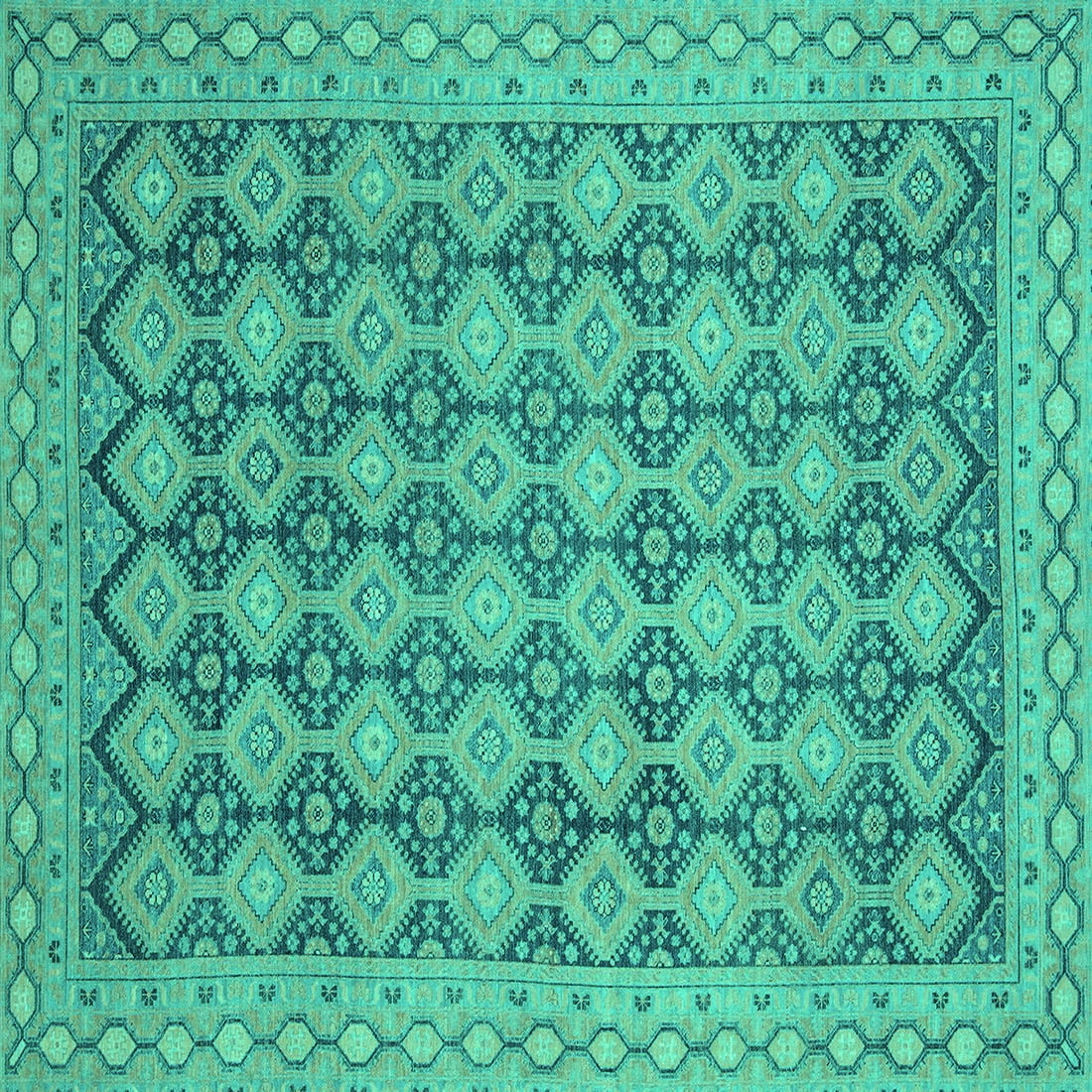 Ahgly Company Machine Washable Indoor Square Abstract Turquoise Blue ...