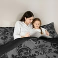 thumbnail image 5 of Manfei Vintage Damask Jacquard Bedding Comforter Set,Gothic Magic Dragon Twin Comforter Sets,Gray Black Floral Bedding Set,Super Cozy Room Decoration Reversible,2-Piece, 5 of 8