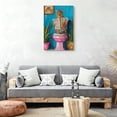 thumbnail image 2 of Leopard on Toilet Reading Newspaper Canvas Wall Art, Whimsical Maximalist Bathroom Decor, Bold Jungle Pop Artwork for Powder Room, Ready to Hang, 2 of 5