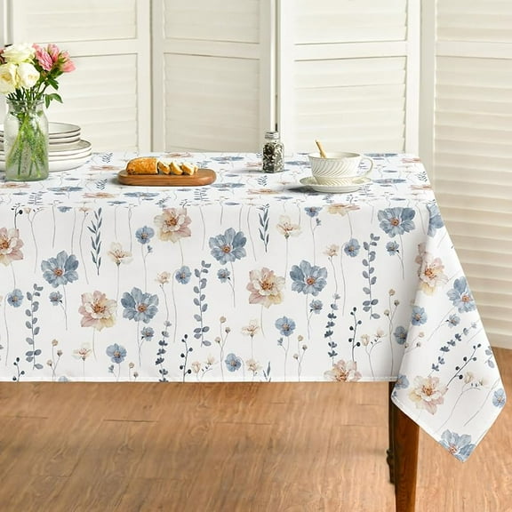 Horaldaily Spring Tablecloth 60×84 Inch Rectangular, Small Flower Washable Seasonal Table Cover for Party Picnic Dinner Decor
