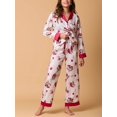 thumbnail image 1 of Conjunto de pijama navideño para mujer, con estampado de pasteles, cerezas y copas de cóctel, camisas de manga larga, tops y pantalones, 2 piezas, ropa de estar por casa, 1 of 5