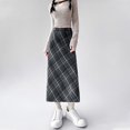 thumbnail image 5 of Women's Tennis Skirts Summer Tartan Plaid Midi Skirt With High Waist Wrap Front Slit For Everyday Occasions Formal Events Women Gray XL, 5 of 7