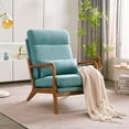 thumbnail image 2 of Indoor Leisure Chair,High Back Reading Armchair with Solid Wood Armrest and Soft Lumbar Pillow,Upholstered Lounge Chair with Iron Frame,Fully Detachable,for Living Room,Bedroom,Dorms,Teal, 2 of 7
