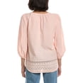 thumbnail image 2 of Jones New York Womens Pointelle Tie Neck Baby Doll Blouse, Pink, X-Small, 2 of 2