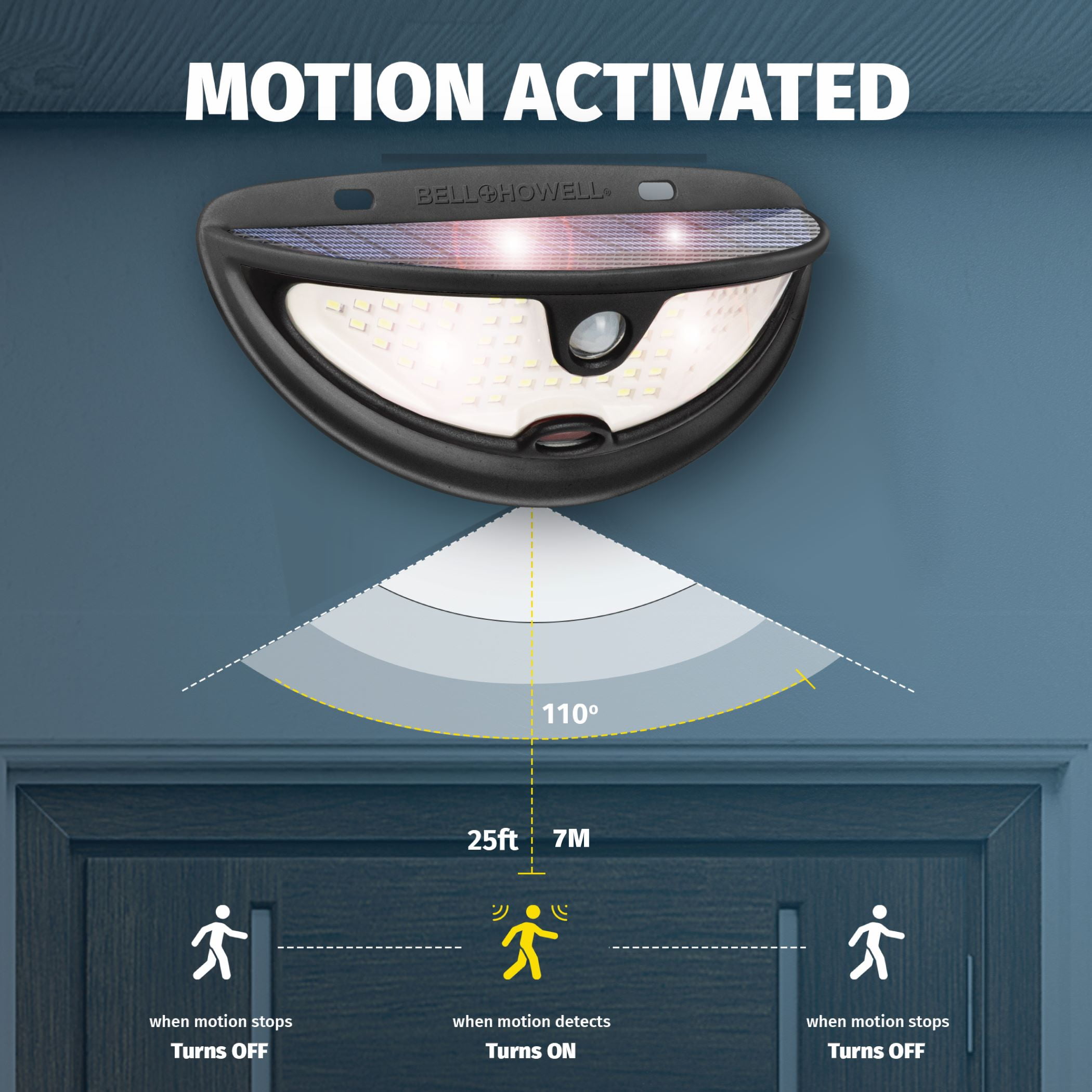 Bell + Howell Bionic Wall Light Max 2 Pack Solar Powered Motion Activated Outdoor Security Lights