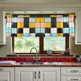 thumbnail image 3 of Yayeee Kitchen Curtains Tier Set of 2 Light Filtering 57"x24" Over Sink Window Panels, Yellow Checkered Pattern, 3 of 7