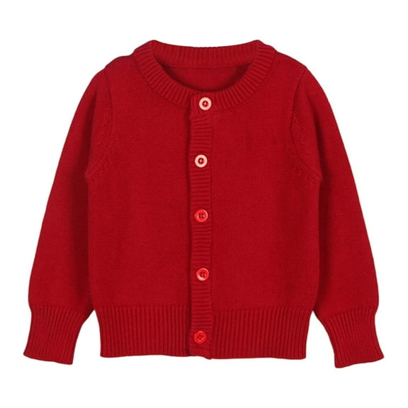 Girls Long Sleeve Cardigan Button Up Knit Sweater Crew Neck Soft Blend Kids Outerwear Cozy Warm Casual Wear