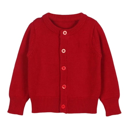 KANG Fashion Kids Girls Cardigan Long Sleeve Kid Button Sweater Girl Crew Neck Cardigans Sweater Toddler Sweaters 6Y